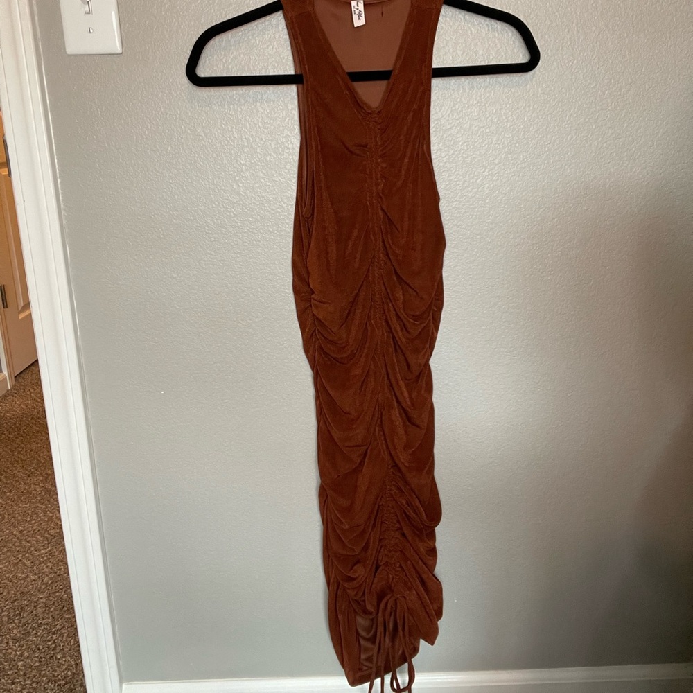 Orange Rust Ruched Dress